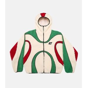 Cold Culture Sherpa Fleece Jacket Uni Medium Cream Green Red Full Zip Streetwear
